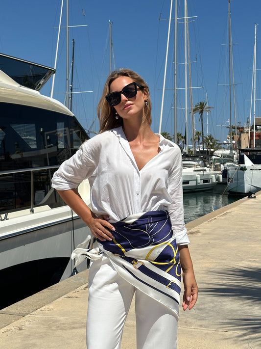 Carré de soie 88cm, RIVIERA , sisilk Summer club - Sisilk